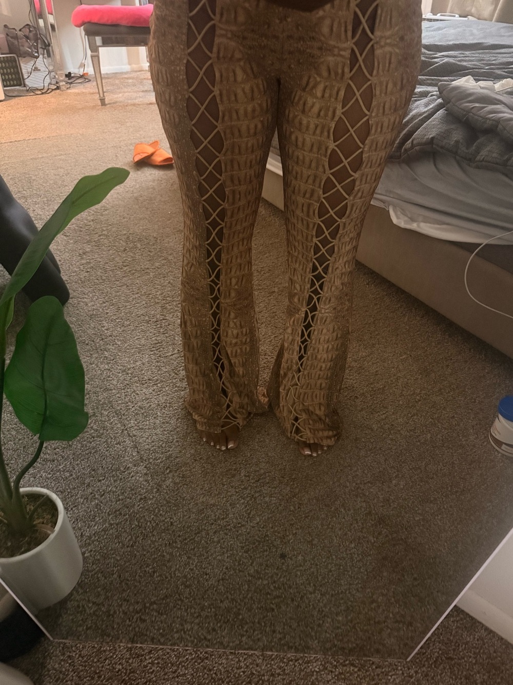 Wide Leg Brown Textured Pants & Matching Top Set - Picture 6 of 6